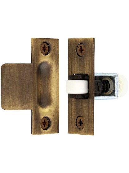 Square Corner Roller Catch in Antique Brass.